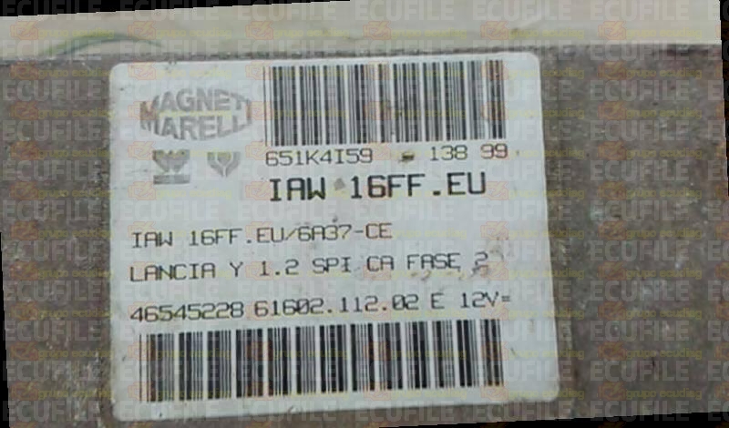 MAGNETI MARELLI IAW 16FF.EU 61602.112.02 LANCIA Y 1.2i 46545228 EEPROM MC68HC11F1