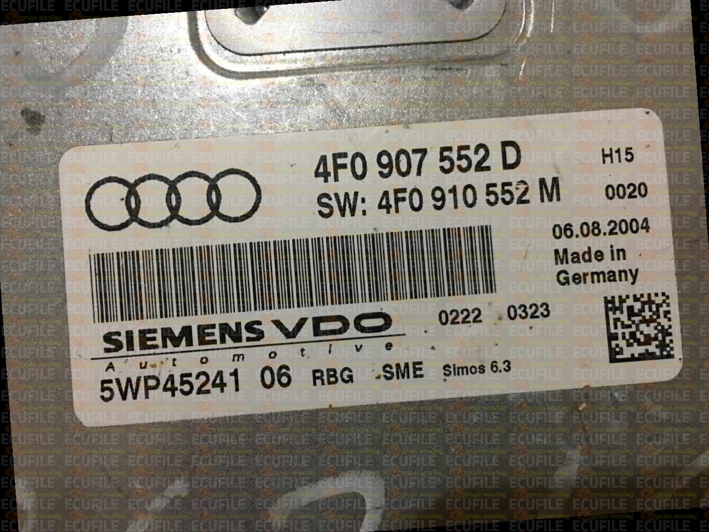 SIEMENS VDO SIMOS 6.3 5WP45241 AUDI A6 2.4 V6 177HP 4F0907552D 4F0910552M S6300FL000000