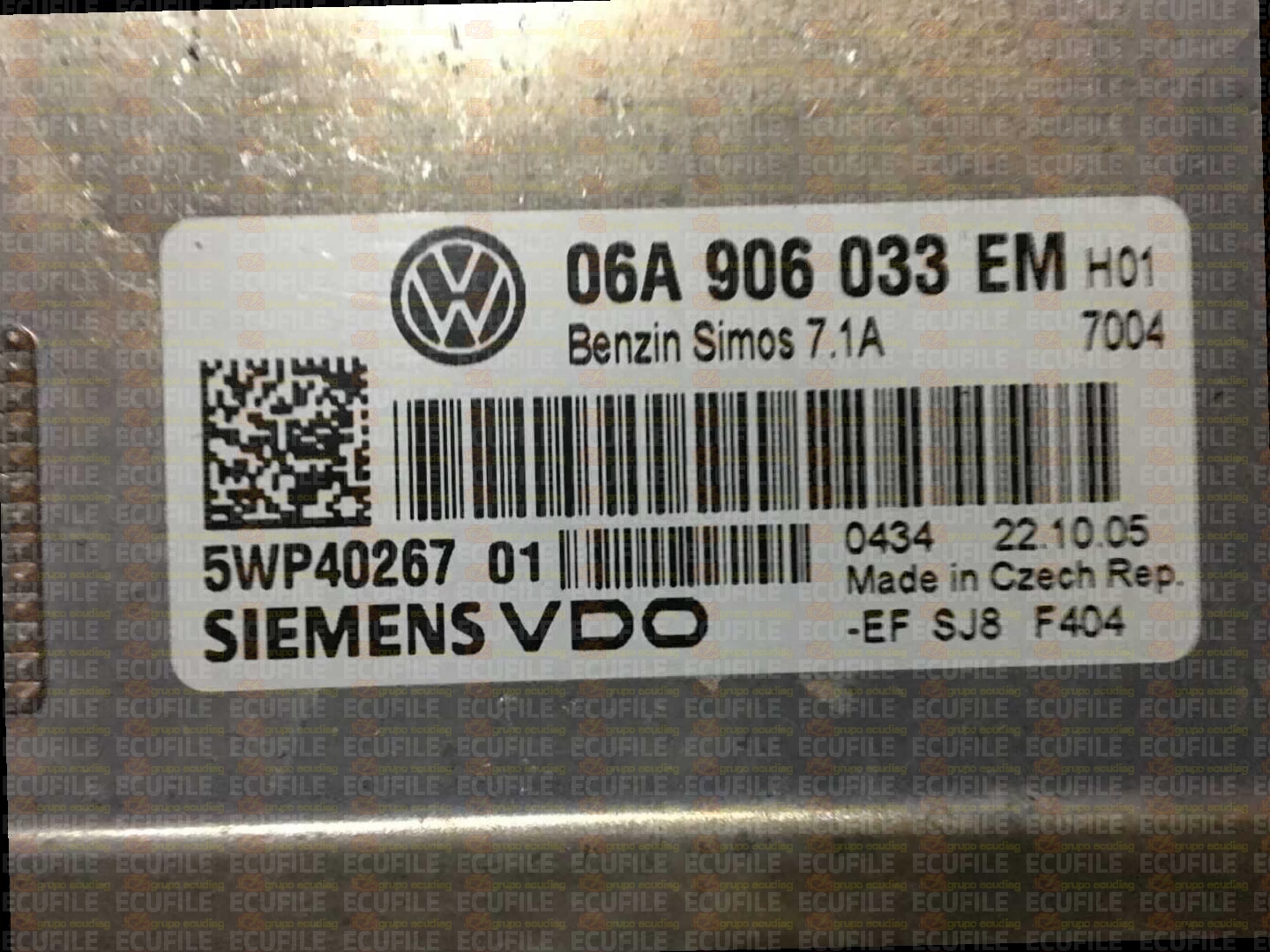 SIEMENS VDO SIMOS 7.1A 5WP4026701 VOLKSWAGEN GOLF V 1.6 MPI 102HP 06A906033EM S713117000000-7004