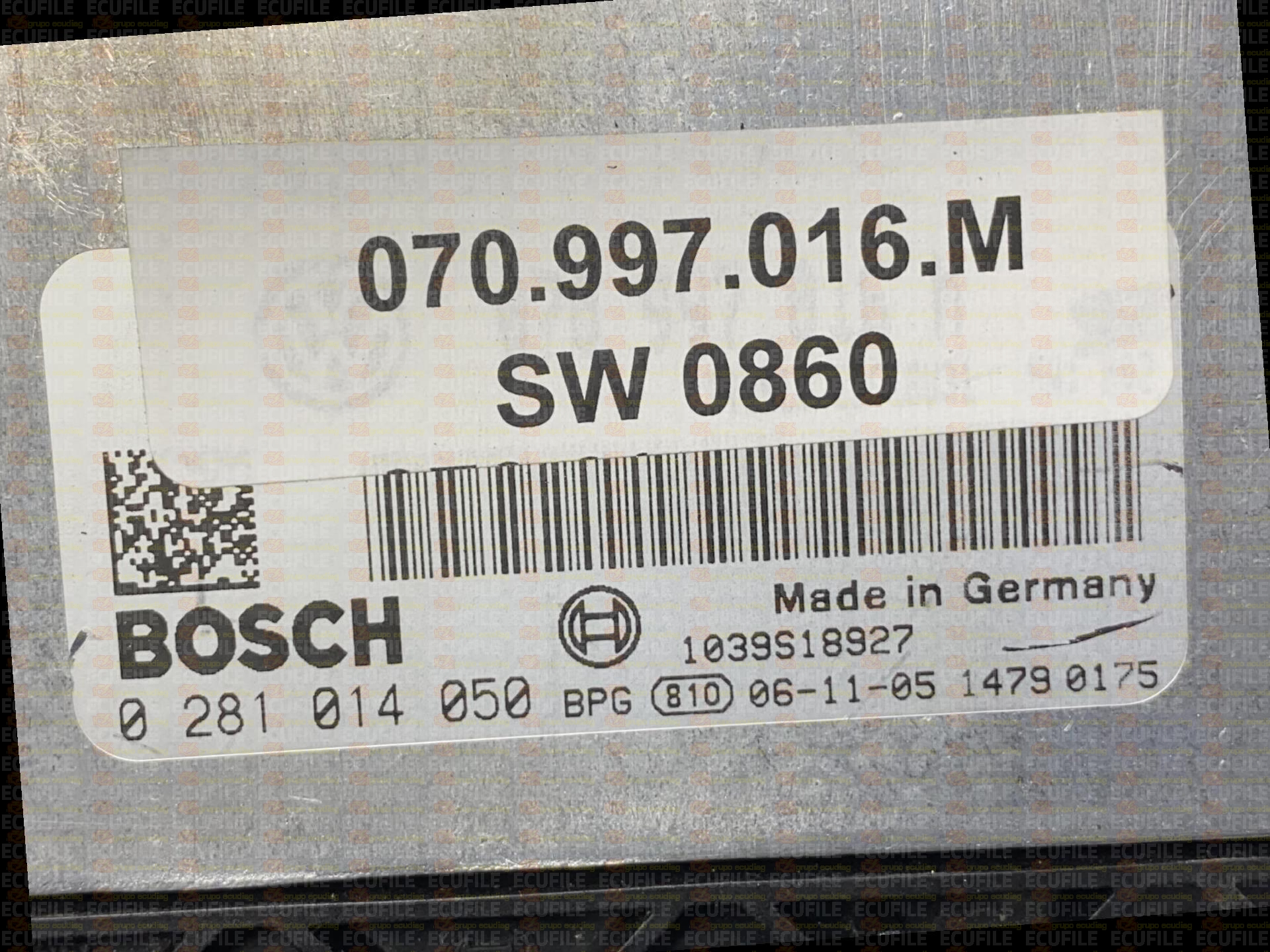 BOSCH EDC16U31-4.51 0281014050 VOLKSWAGEN TRANSPORTER V T5 2.5 TDI 130HP 070997016M 0860 - 1037384822