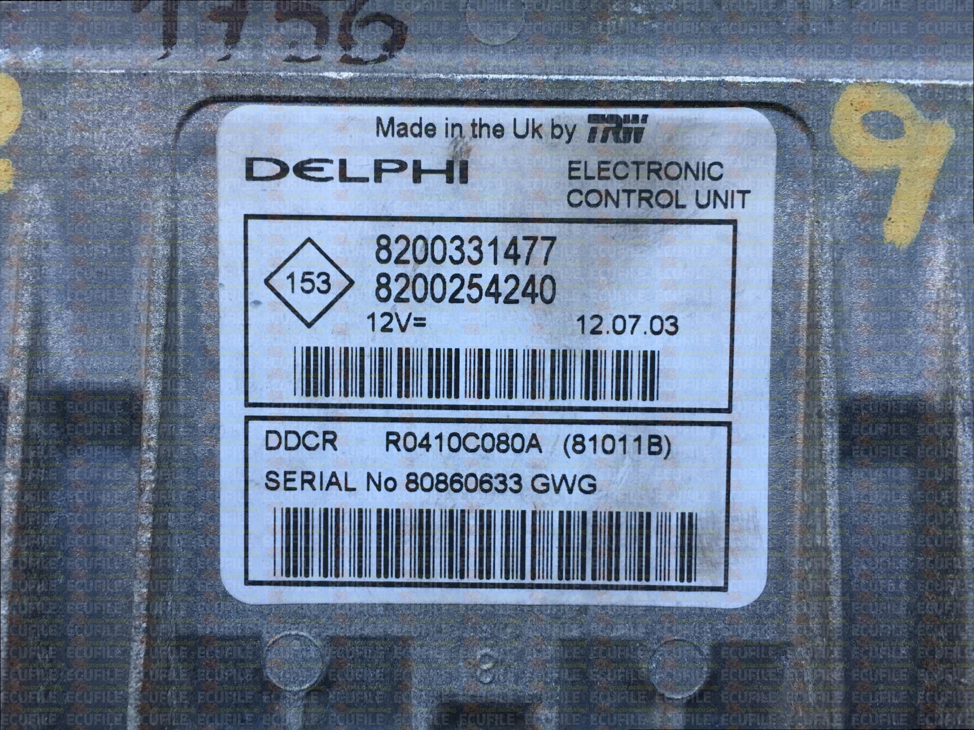 DELPHI TRW DDCR R0410C080A 81011B RENAULT CLIO II 1.5 DCI 82HP 8200331477 8200254240 8200422006 - 0335