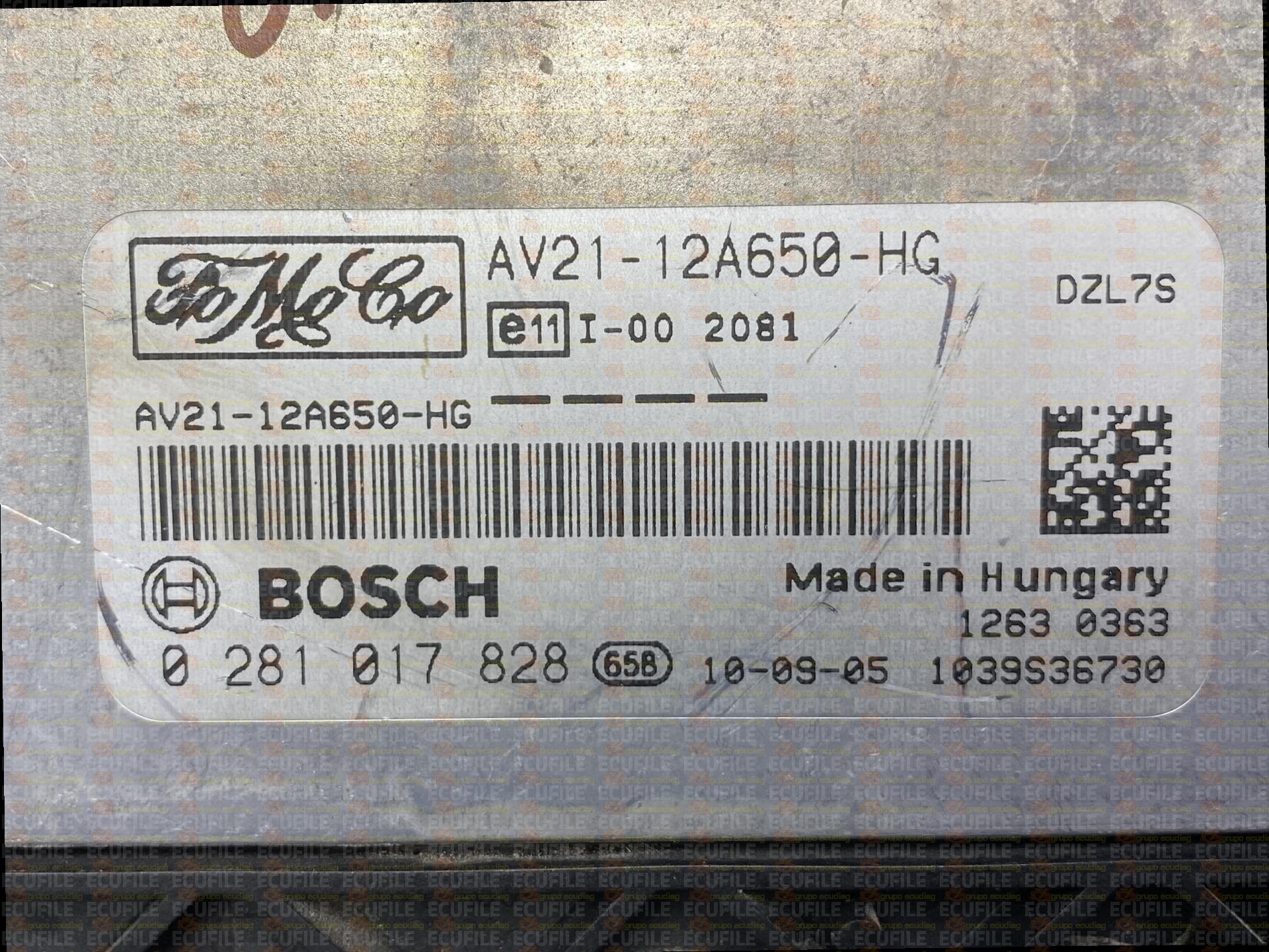 BOSCH EDC17C10-5.20 0281017828 FORD FIESTA 1.6 TDCI 95HP AV21-12A650-HG 1037508826 - AV21-14C204-HG