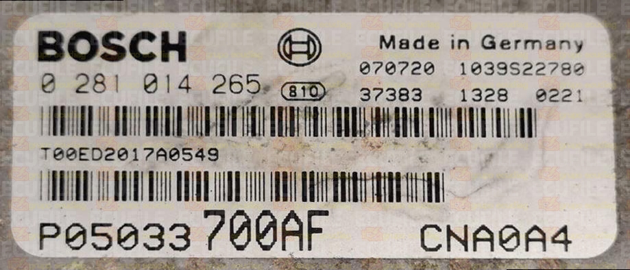 BOSCH EDC16U31-4.70 0281014265 DODGE AVENGER I 2.0 CRD 140HP P05033700AF P05033700AG 1037391837