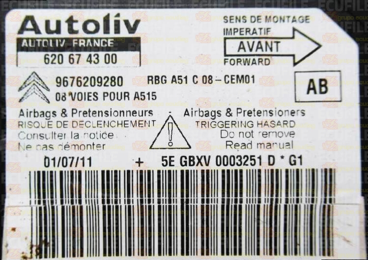 AUTOLIV 620674300 CITROEN C3 II DS3 I 9676209280 AB EEPROM 25320