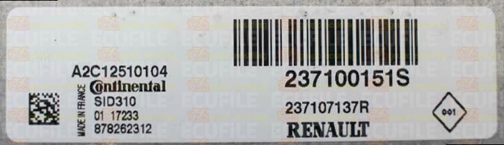 CONTINENTAL SID310 A2C12510104 RENAULT DACIA 237107137R 237100151S 