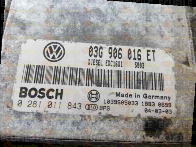 BOSCH EDC16U1-5.41 0281011843 VOLKSWAGEN GOLF V 2.0 TDI 140HP 03G906016ET 1037375890