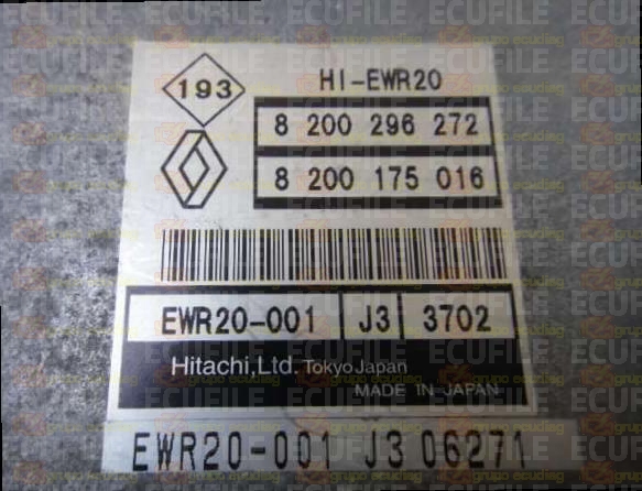 HITACHI HI-EWR20 EWR20-001 J3 3702 RENAULT VELSATIS I 3.5i V6 24V 240HP 8200175016 8200296272 EEPROM 93C66