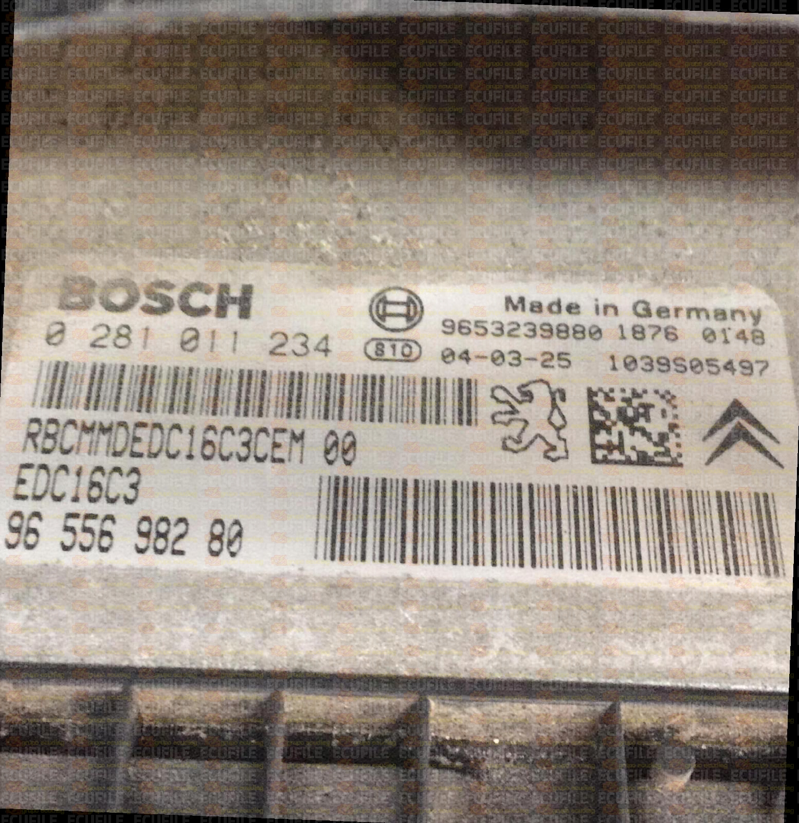 BOSCH EDC16C3-9.17 0281011234 PEUGEOT 307 1.6 HDI 110HP 9655698280 1037372090