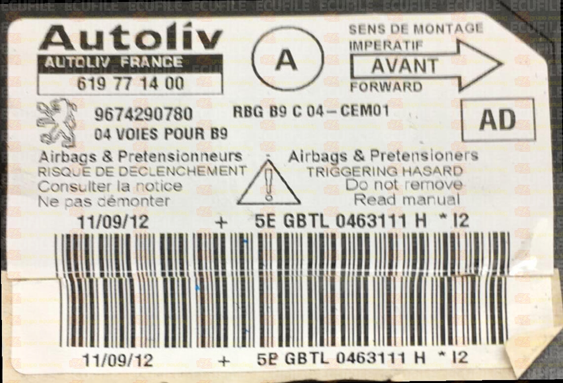 AUTOLIV 620674300 CITROEN C3 II 9676209280 AA EEPROM 25320
