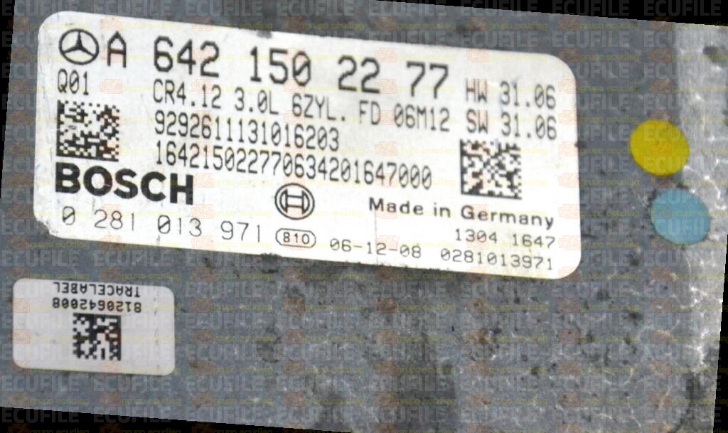 BOSCH EDC16CP31-8.12 0281013971 MERCEDES W164 ML280 II 3.0 CDI 190HP A6421502277 1037383637