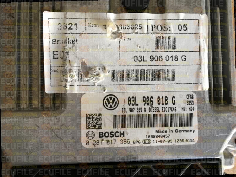 BOSCH EDC17C46-2.6 0281017386 VOLKSWAGEN SHARAN II 2.0 TDI 170HP 03L907309Q 03L906018G 10SW049317 - 9981