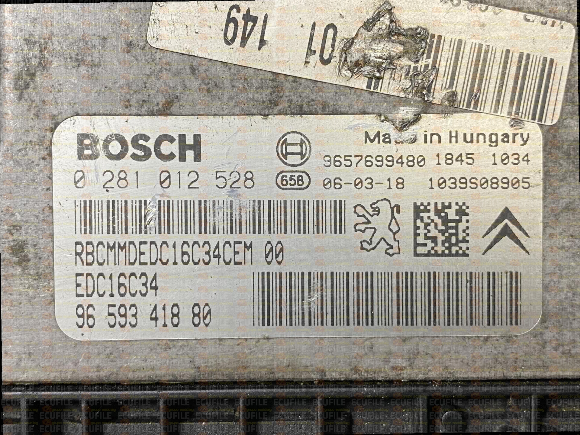 BOSCH EDC16C34-4.61 0281012528 PEUGEOT 206 1.4 HDI 68HP 9659341880 1037374477