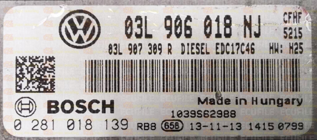 BOSCH EDC17C46-2.7 0281018139 VOKSWAGEN CADDY III 2.0 TDI 110HP 03L907309R 03L906018NJ 1037564470 - 9979