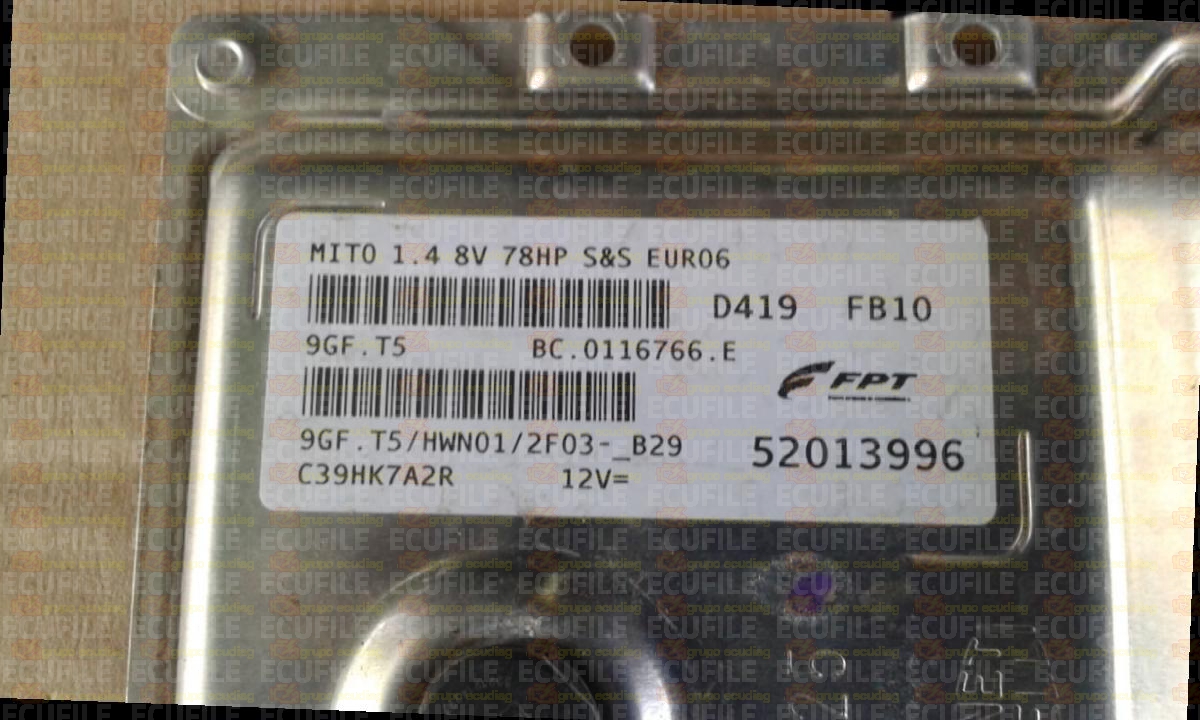 MAGNETI MARELLI 9GF.T5 BC.0116766.E ALFA-ROMEO MITO 1.4 78HP 52013996 HWN01 EEPROM 95640