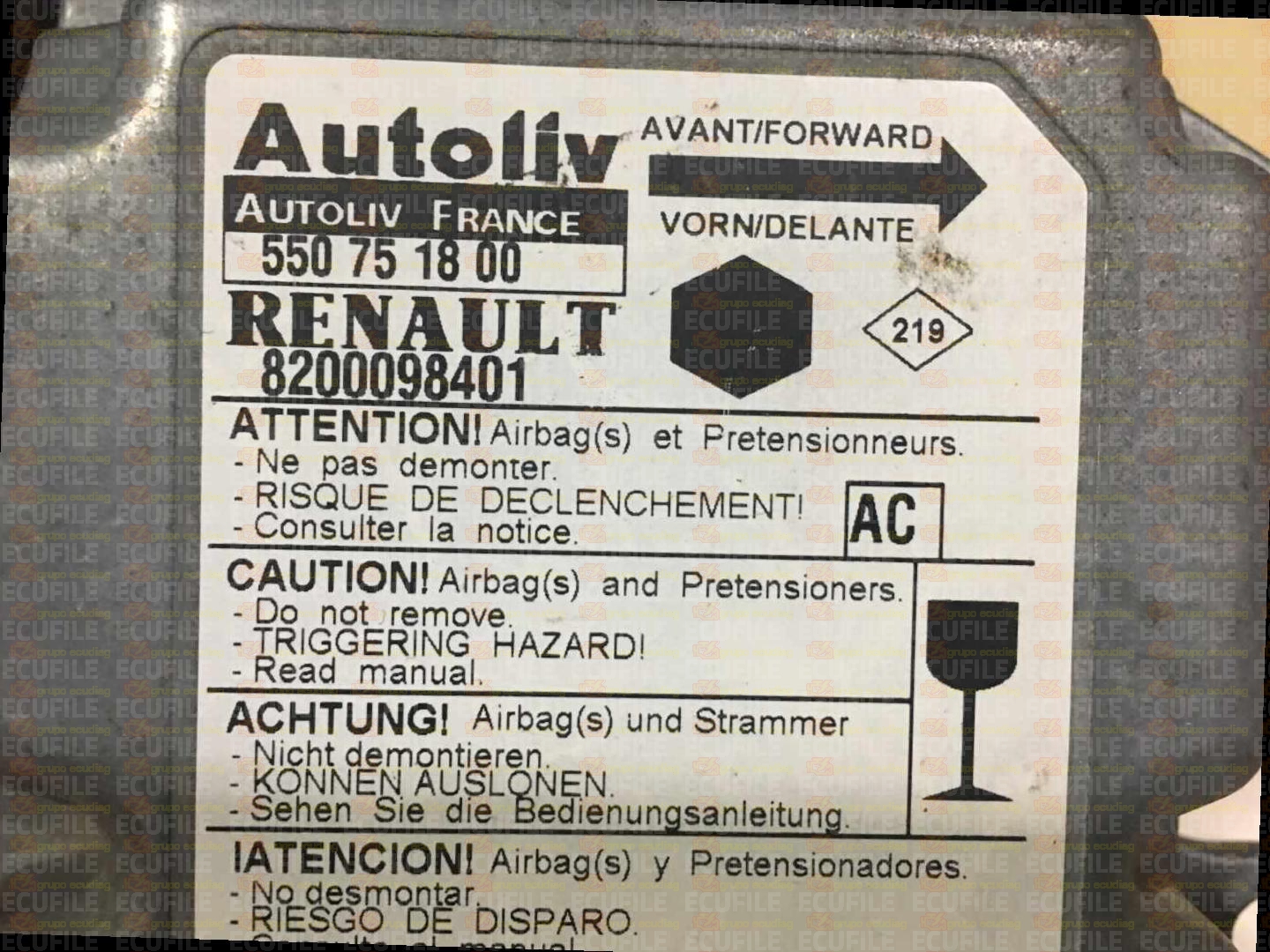 AUTOLIV 550751800 RENAULT KANGOO 8200098401 AC