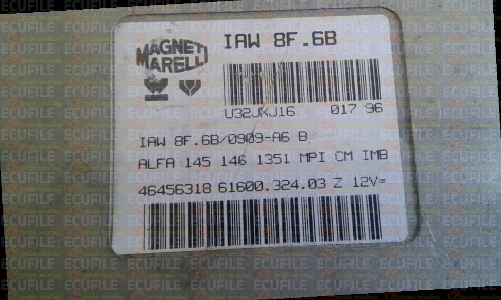 MAGNETI MARELLI IAW 8F.6B 61600.324.03 ALFA ROMEO 145 146 1.3i 46456318 EEPROM MC68HC11F1