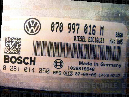 BOSCH EDC16U31-4.51 0281014050 VOLKSWAGEN TRANSPORTER T5 2.5 TDI 130HP 070997016M 1037384822