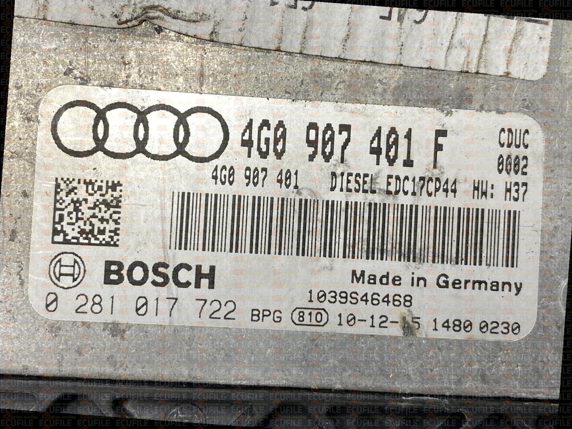 BOSCH EDC17CP44-3.1 0281017722 AUDI A7 3.0 TDI 245HP 4G0907401 4G0907401F 1037513666-0002