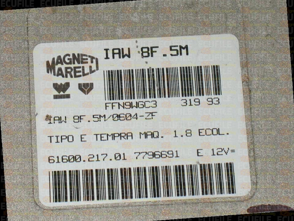 MAGNETI MARELLI IAW 8F.5M 61600.217.01 FIAT TIPO TEMPRA 1.8i 7796691 EEPROM MC68HC11F1