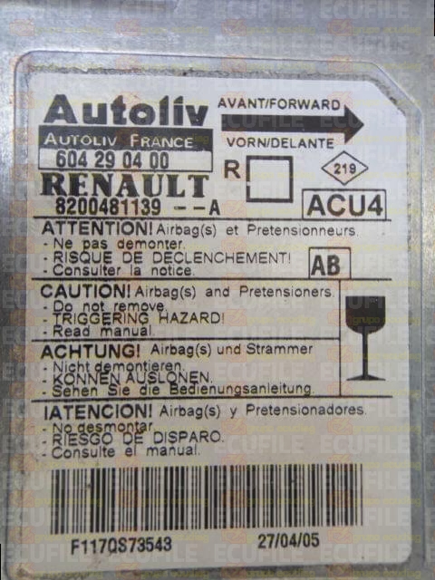 AUTOLIV ACU4 604290400 RENAULT SCENIC II 8200481139--A AB