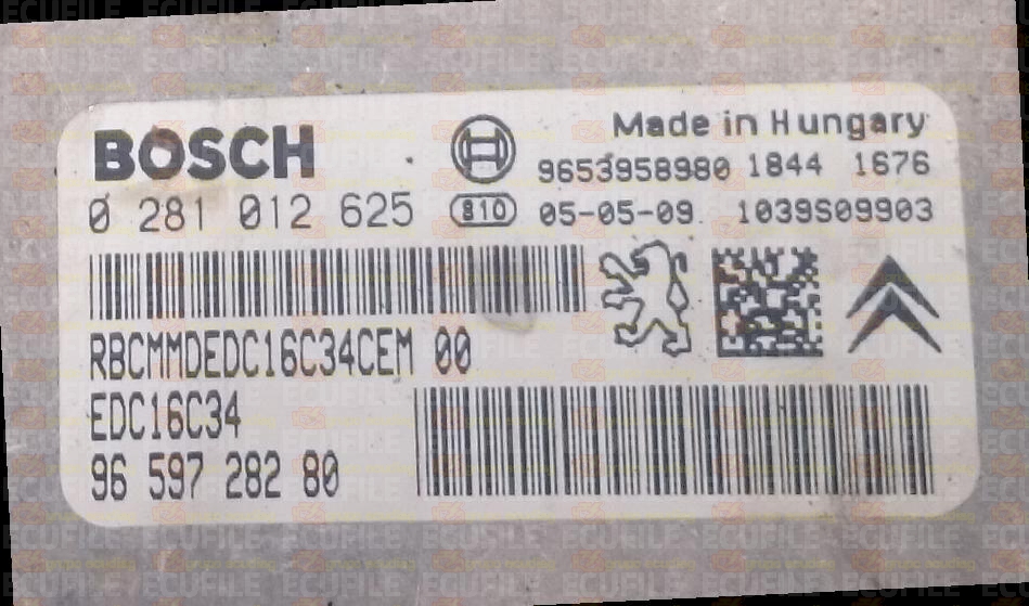 BOSCH EDC16C34-4.11 0281012625 PEUGEOT 407 1.6 HDI 110HP 9659728280 1037375518
