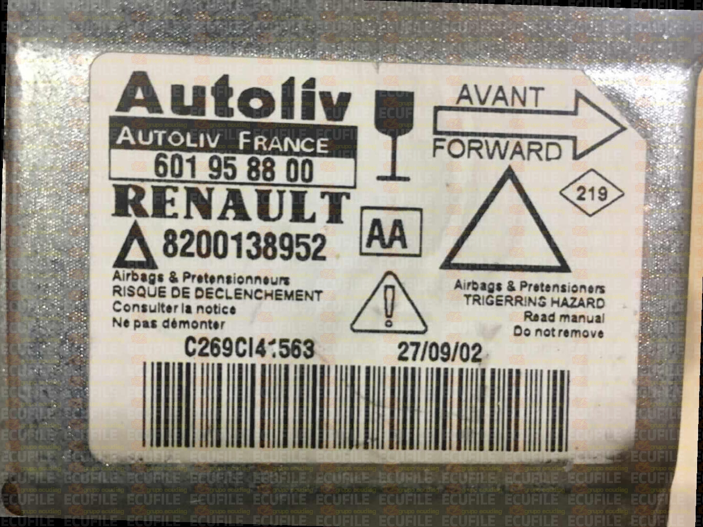 AUTOLIV 601958800 RENAULT LAGUNA 8200138952 AA