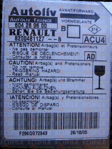 AUTOLIV ACU4 604289600 RENAULT MEGANE II 8200481127--B AD EEPROM 95160
