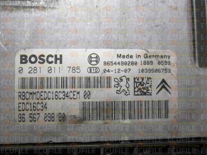 BOSCH EDC16C34-2.50 0281011785 CITROEN C2 C3 1.4 HDI 68HP 9656709880 1037371531