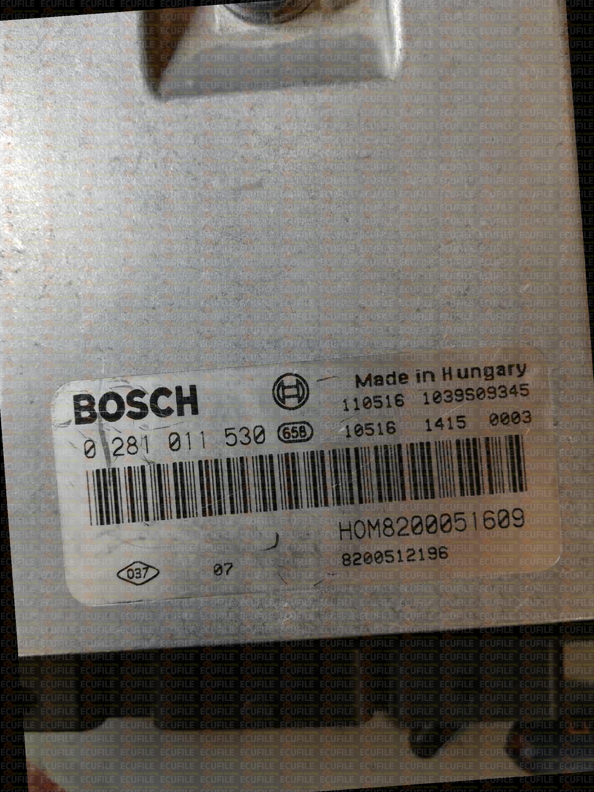 BOSCH EDC15C13-6.1 0281011530 RENAULT TRAFIC II 1.9 DCI 82HP HOM82000251609 8200512196 1037374788-83A4