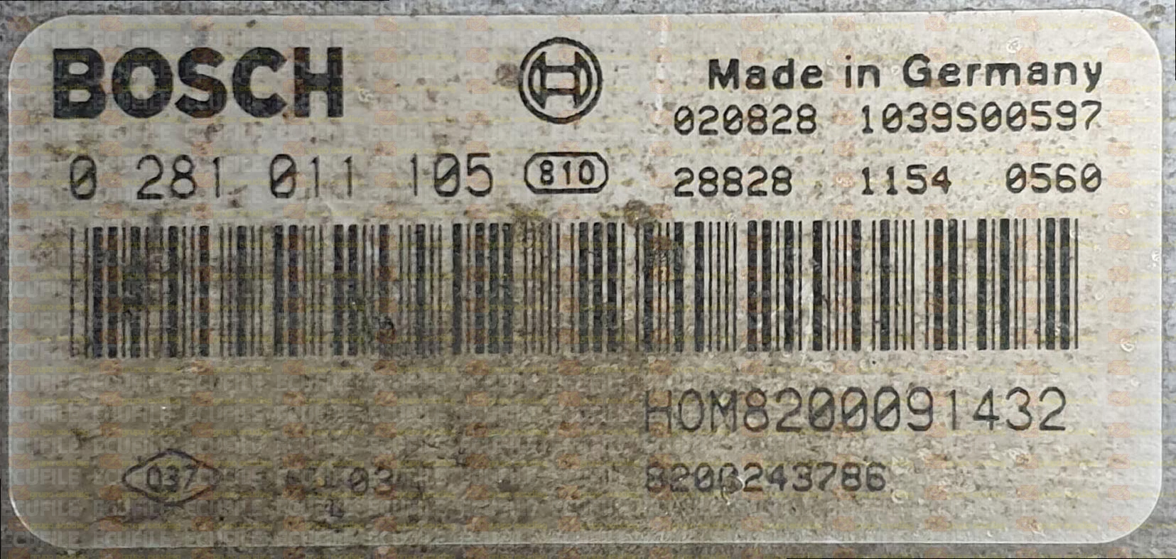 BOSCH EDC15C3-4.2 0281011105 NISSAN INTERSTAR I 2.5 DCI 120HP HOM8200091432 8200243786 1037363989