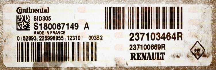 CONTINENTAL SID305 S180067149A RENAULT DACIA 237100669R 237103464R FLASH TC1766