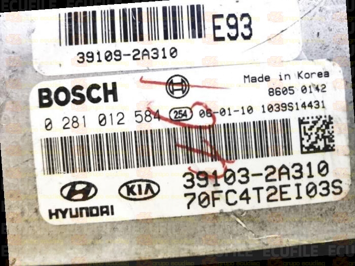 BOSCH EDC16C39-5.41 0281012584 HYUNDAI MATRIX 1.5 CRDI 110HP 391032A310 1037378394