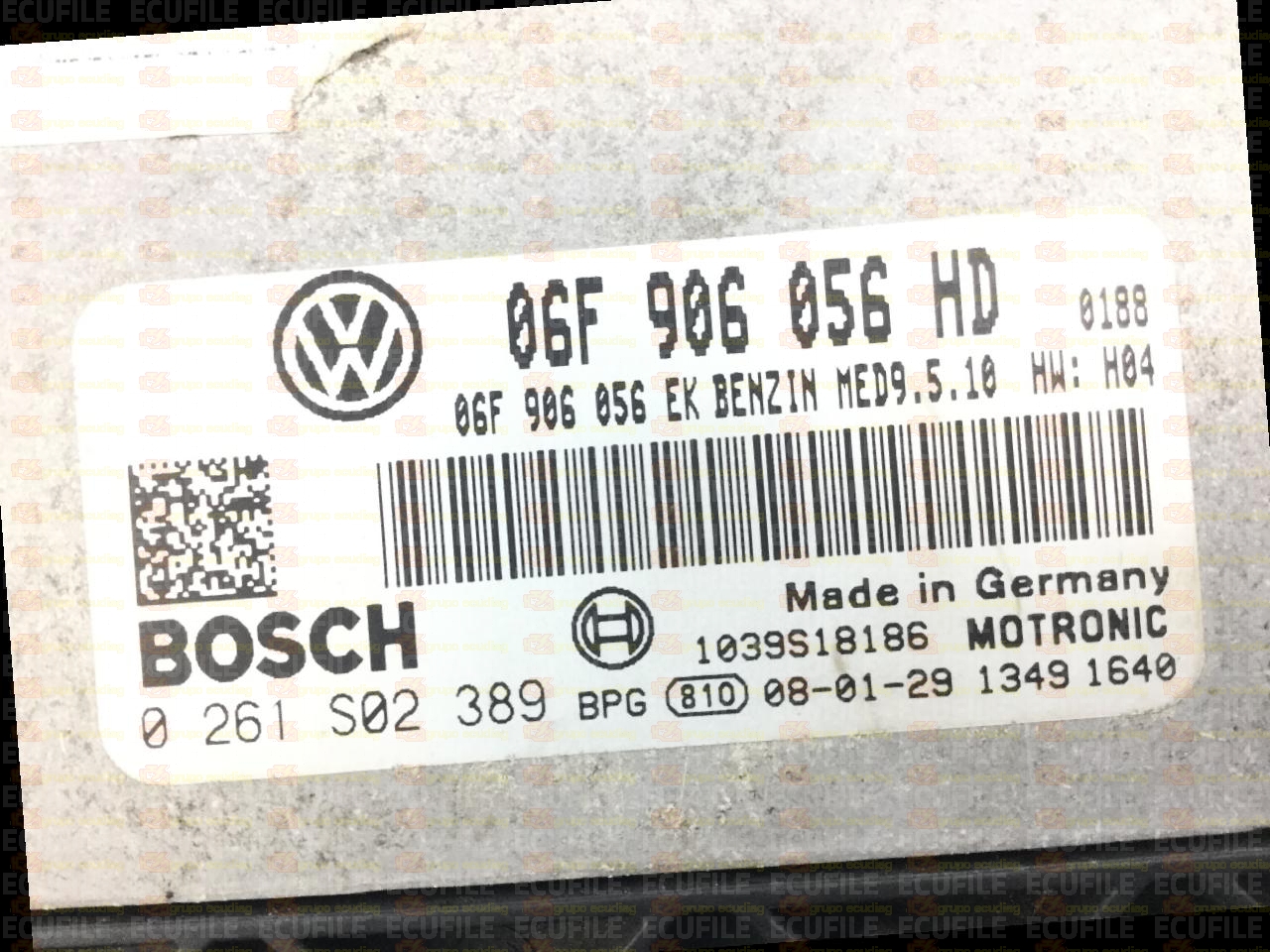 BOSCH MED9.5.10 0261S02389 VOLKSWAGEN EOS I 2.0 FSI 150HP 06F906056EK 06F906056HD 1037383216-0188