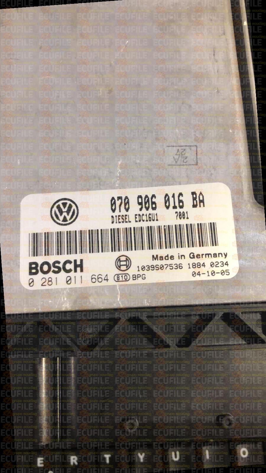BOSCH EDC16U1-5.5 0281011664 VOLKSWAGEN TRANSPORTER T5 2.5 TDI 130HP 070906016BA 1037372365