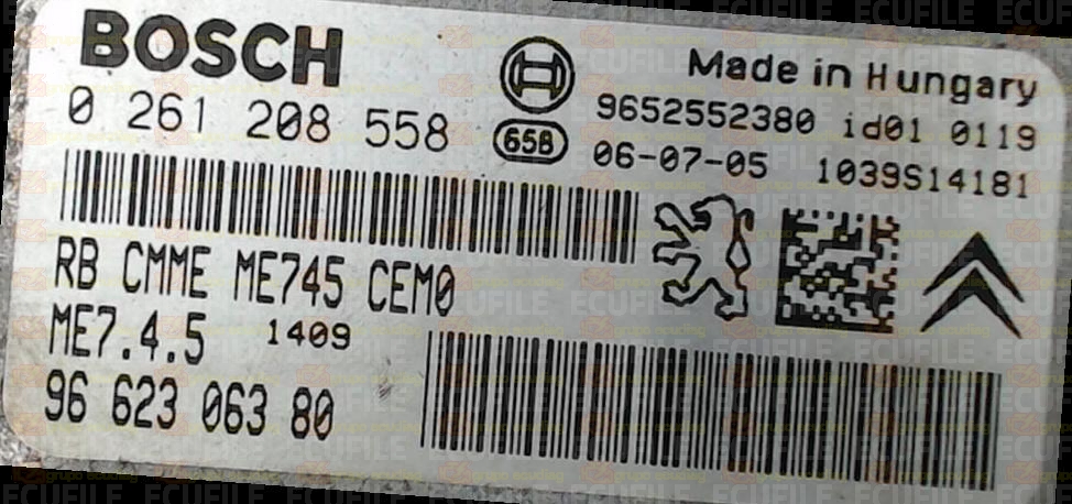 BOSCH ME7.4.5 0261208558 PEUGEOT 307 I 1.6i 109HP 9662306380 1037379155 -