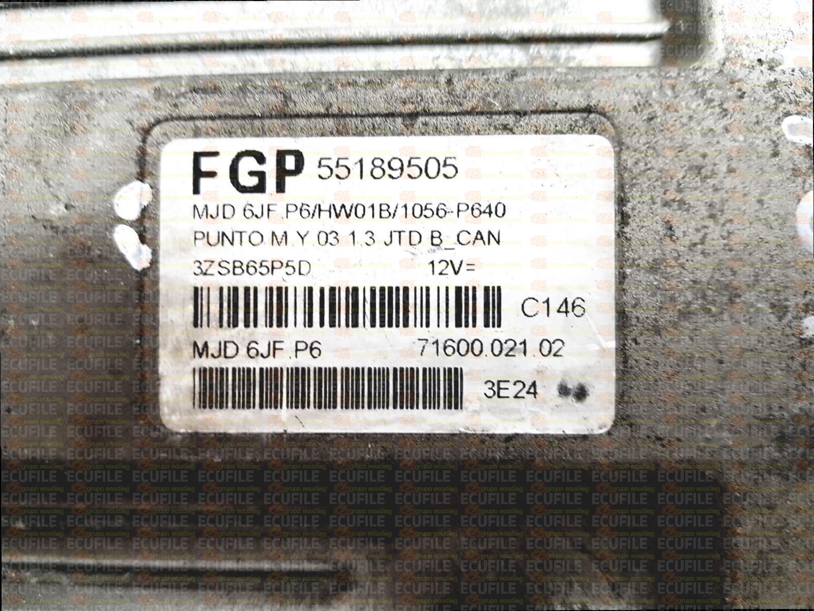 MAGNETI MARELLI MJD 6JF.P6 71600.021.02 FIAT PUNTO 1.3 JTD 70HP 55189505 HW01B EEPROM 95320