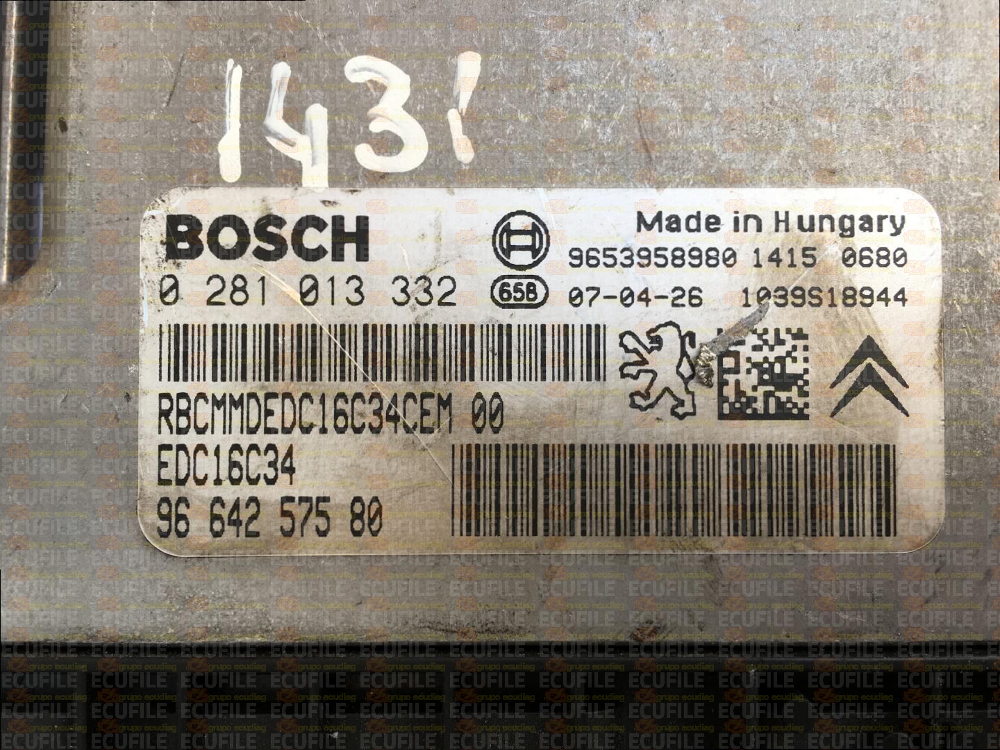 BOSCH EDC16C34-4.11 0281013332 CITROEN C4 C5 PEUGEOT 307 308 407 1.6 HDI 110HP 9664257580 1037383737
