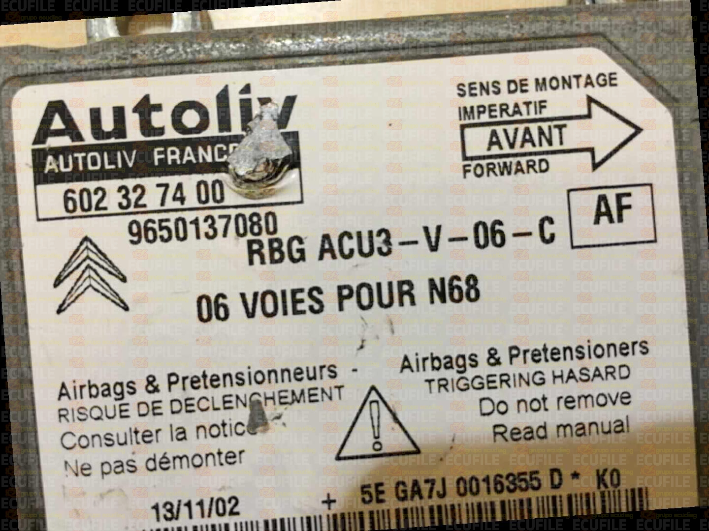 AUTOLIV 602327400 CITROEN XSARA PICASSO 9650137080 AF