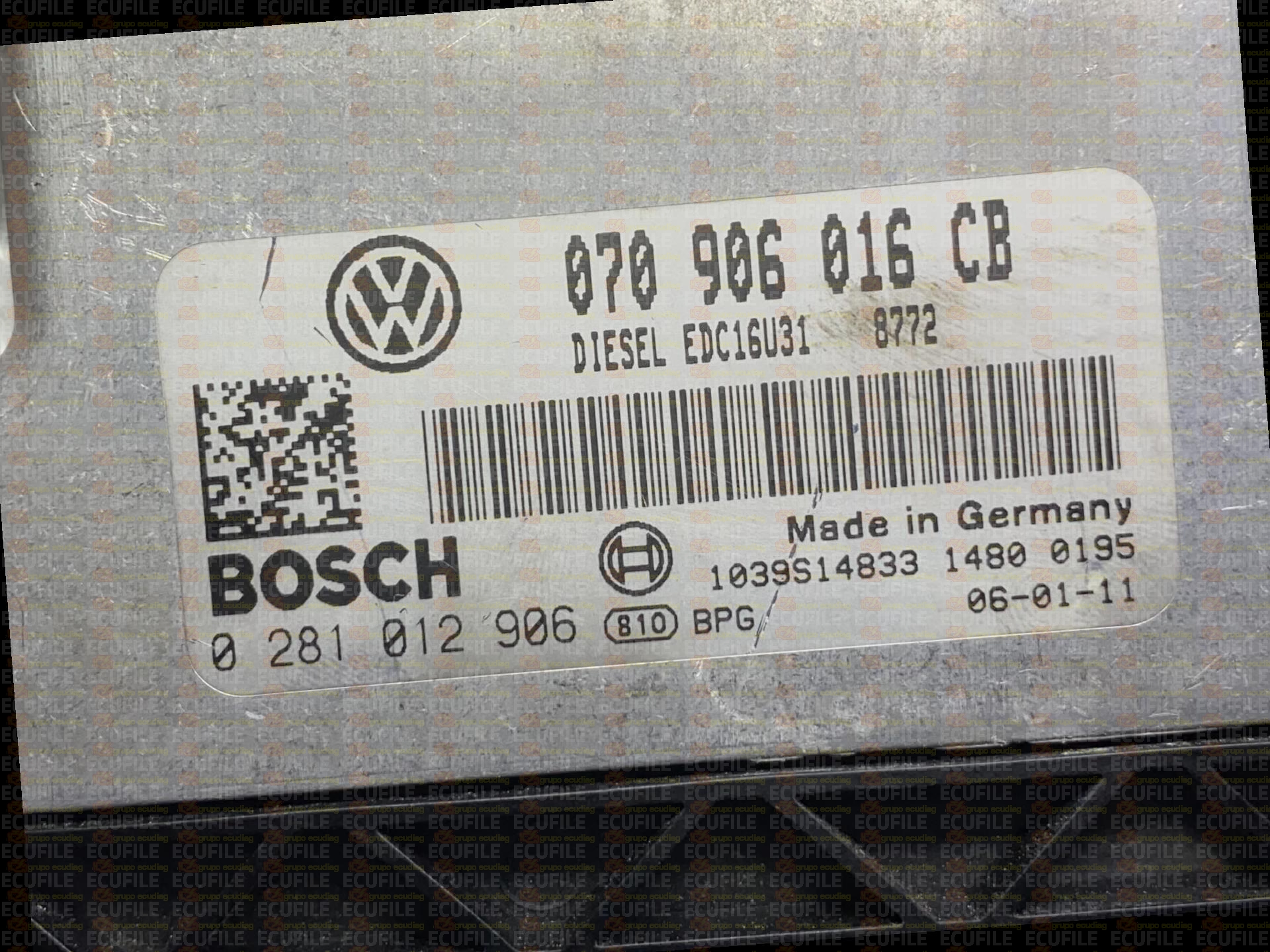 BOSCH EDC16U31-4.51 0281012906 VOLKSWAGEN TRANSPORTER V T5 2.5 TDI 174HP 070906016CB 070997016K 1037383802 - 0507
