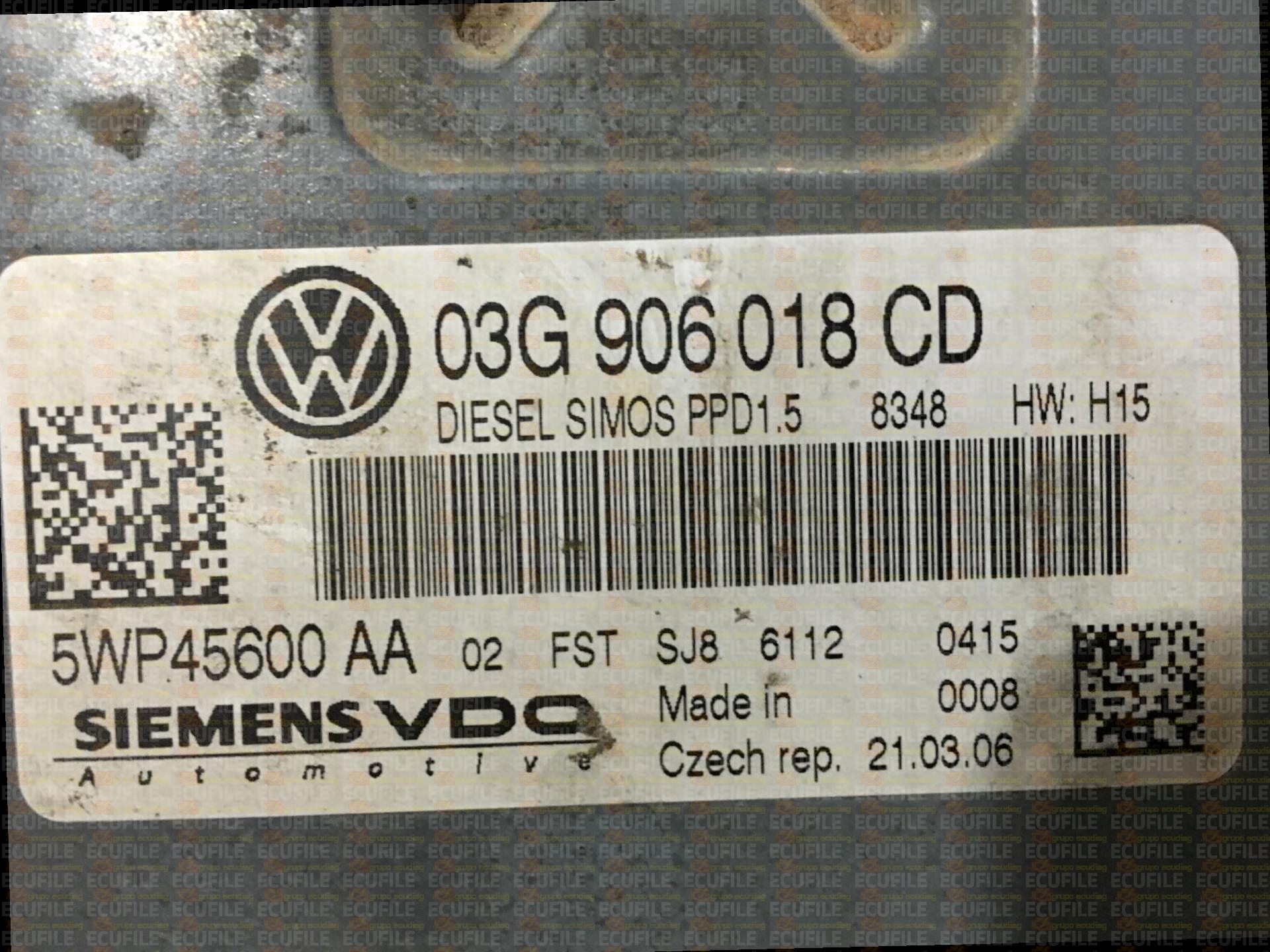 SIEMENS VDO SIMOS PPD1.5 5WP45600AA VOLKSWAGEN PASSAT VI 2.0 TDI 140HP 03G906018CD SN000F7600000-9970