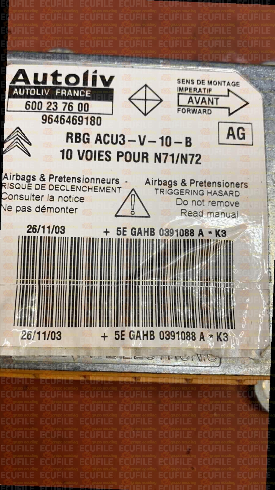 AUTOLIV 600237600 CITROEN XSARA 9646469180 AG