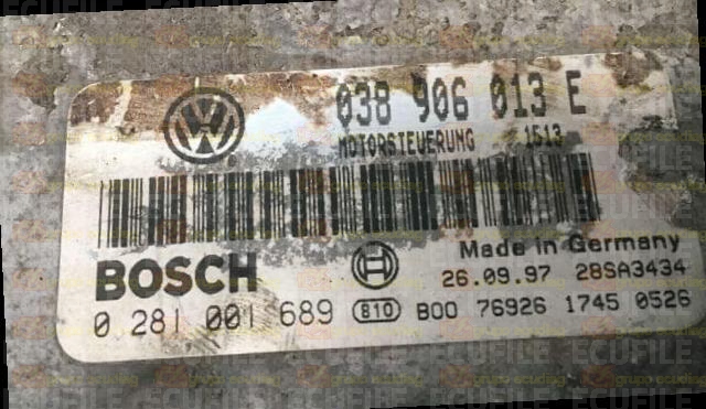 BOSCH EDC15V-5.1 0281001689 VOLKSWAGEN CADDY 1.9 SDI 64HP 038906013E
