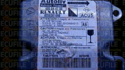 AUTOLIV ACU3 605044700 RENAULT KANGOO I 8200381660 AB EEPROM 95080