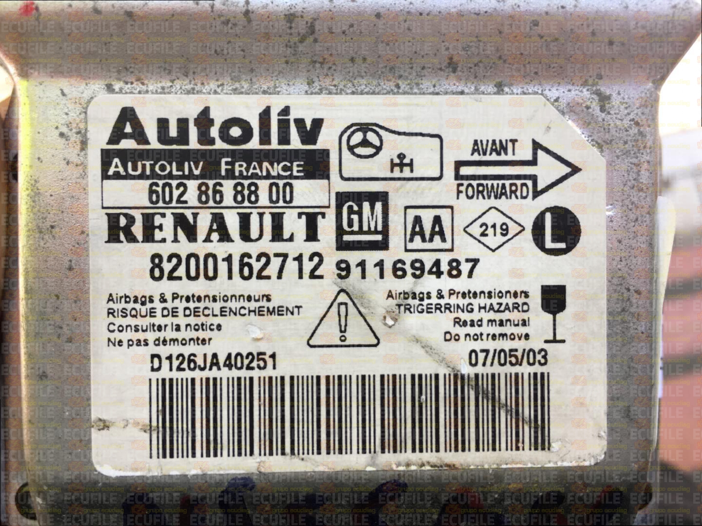 AUTOLIV 602868800 NISSAN PRIMASTAR 8200162712 9116487 AA