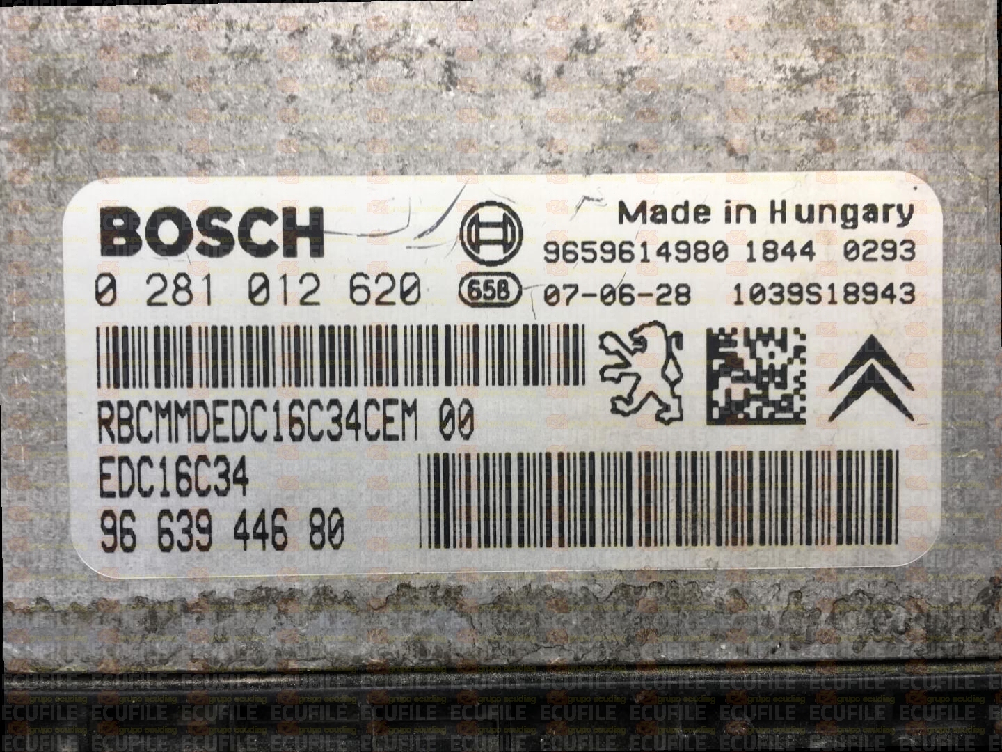 BOSCH EDC16C34-4.11 0281012620 CITROEN BERLINGO I PEUGEOT PARTNER 1.6 HDI 55KW 75HP L4 16V 9HW 9H02 DV6BTED4 9663944680 1037383736 -