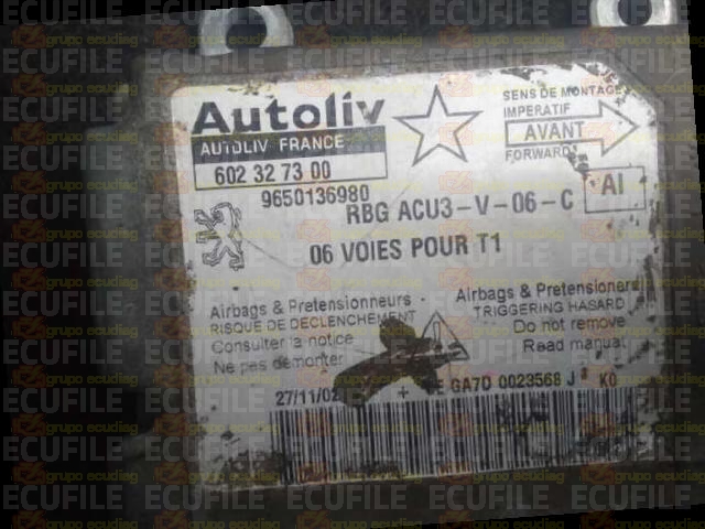 AUTOLIV 602327300 PEUGEOT 206 9650136980 AI EEPROM 95080