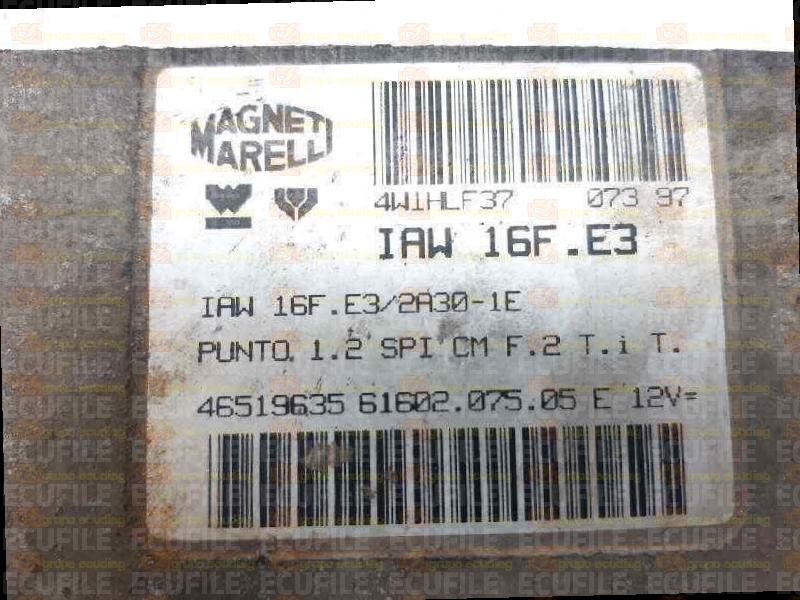 MAGNETI MARELLI IAW 16F.E3 61602.075.05 FIAT PUNTO 1.2i 46519635 EEPROM MC68HC11F1