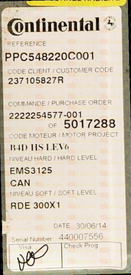 CONTINENTAL EMS3125 PPC548220C001 RENAULT DACIA 237105827R 