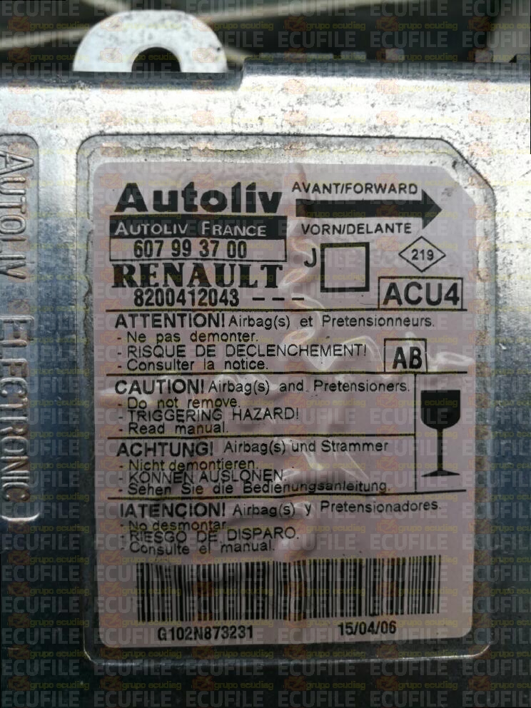 AUTOLIV ACU4 607993700 RENAULT SCENIC II 8200412043 AB EEPROM 95160
