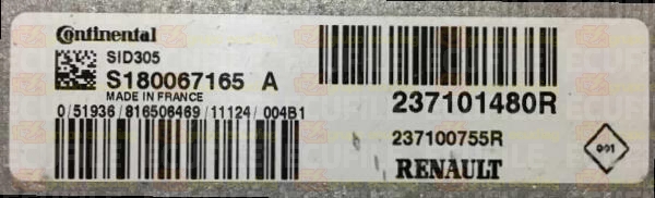 CONTINENTAL SID305 S180067165A RENAULT DACIA 237100755R 237101480R FLASH TC1766